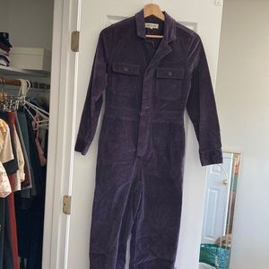 Madewell purple velvet jumpsuit 00